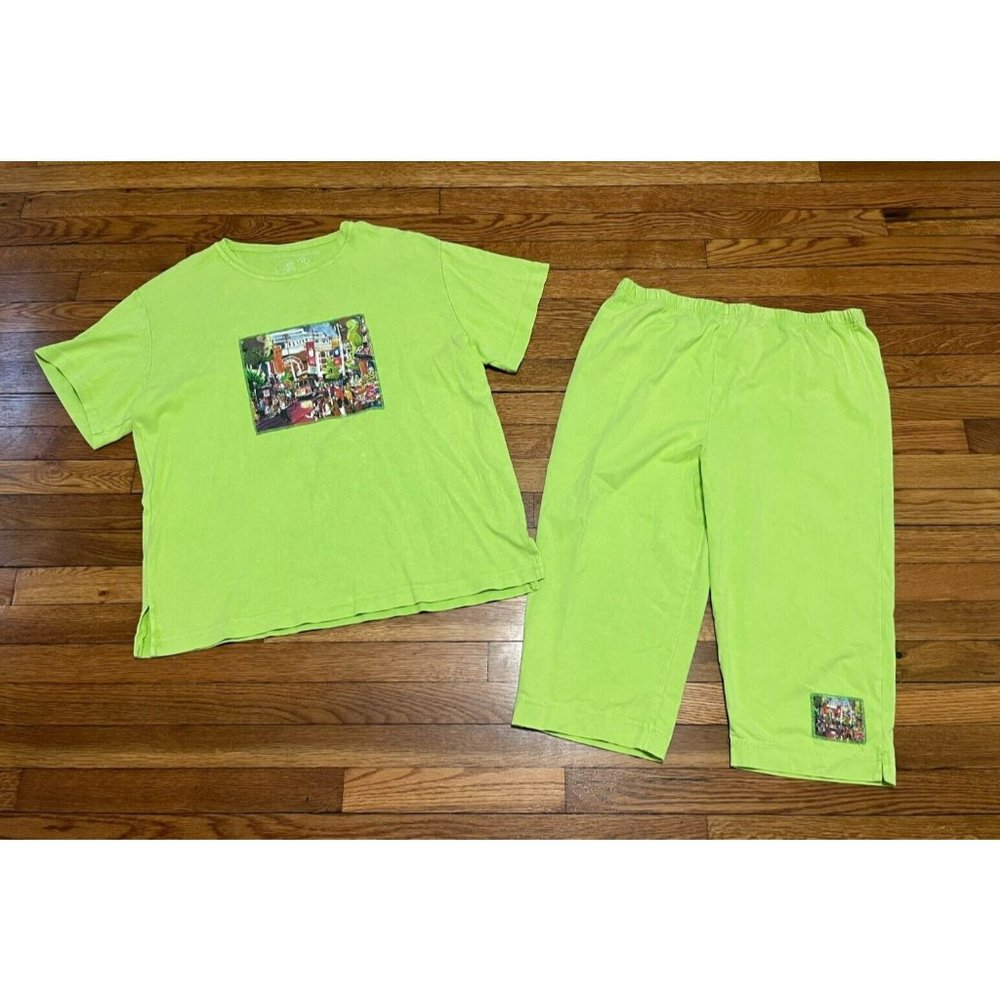 Women's Neon Lime Capri Pants - Elastic Waist Capris